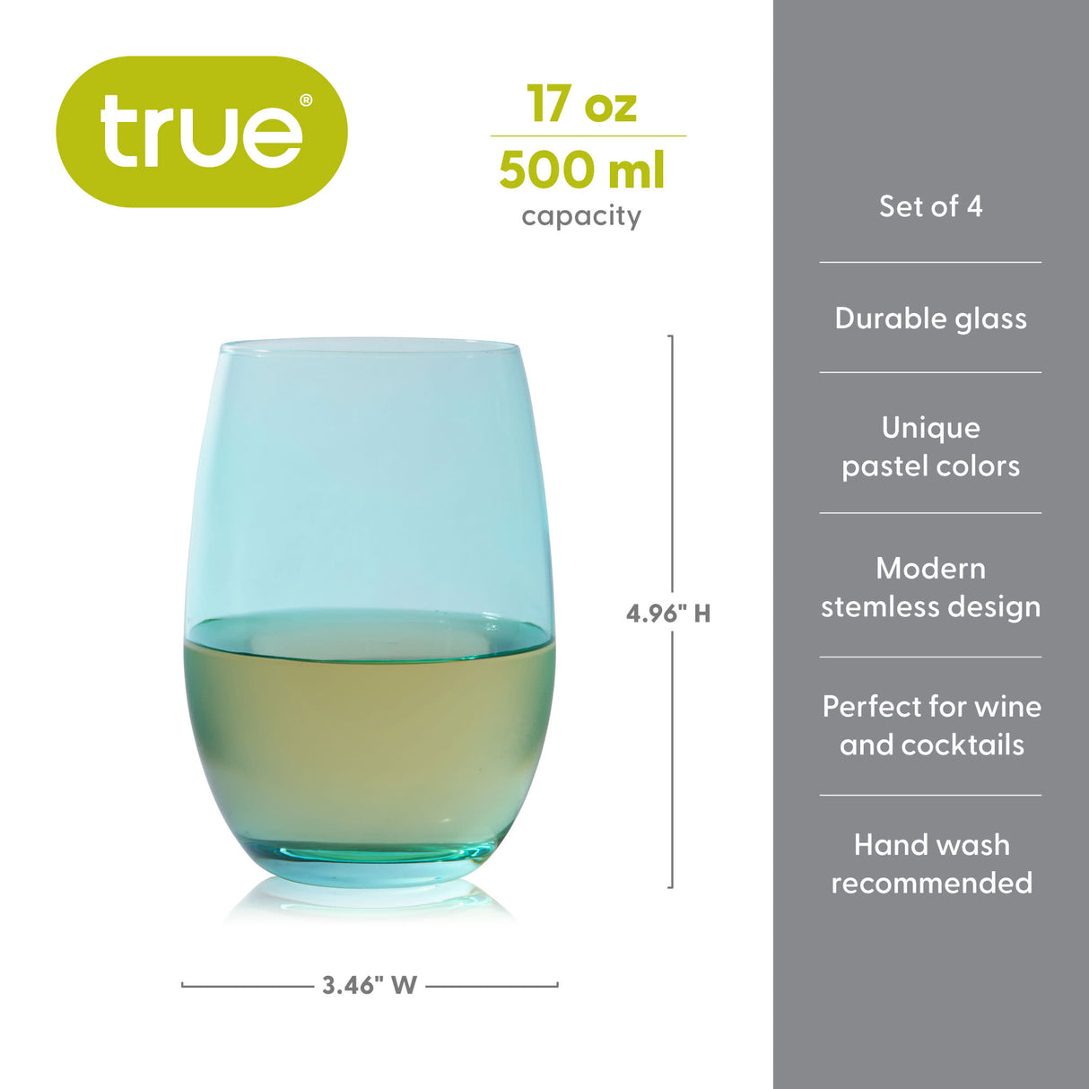Vino Stemless Wine Glasses in Assorted Colors, Set of 4