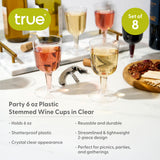 Party 6 oz Plastic Stemmed Wine Cups in Clear, Set of 8