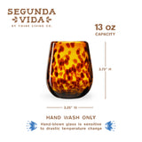 Segunda Vida Tortuga Recycled Stemless Wine Glasses, Set of 2