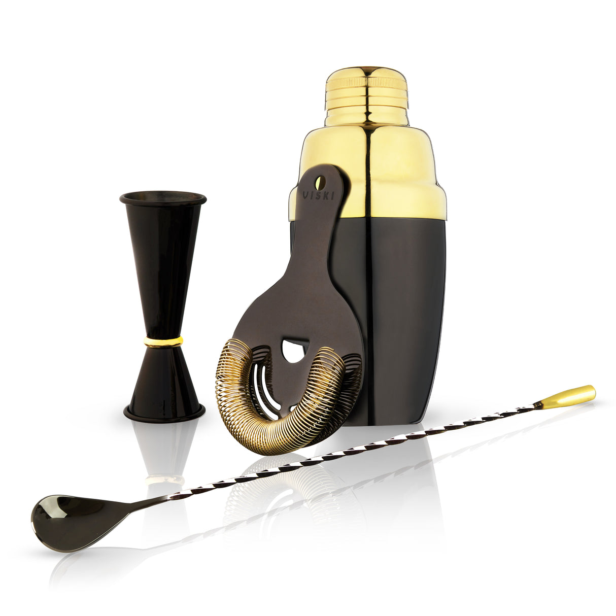 Deco 4-Piece Barware Set in Gold & Black