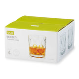 Scotch 11 oz  Diamond Cut Tumbler Glasses, Set of 4