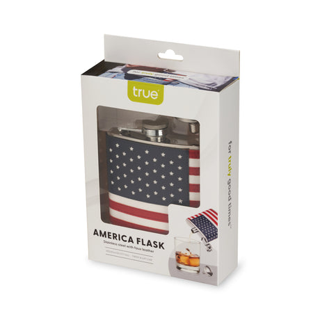 Trueflask 6 oz American Flag Flask with Funnel