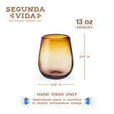 Segunda Vida El Ocaso Recycled Stemless Wine Glasses, Set of 2