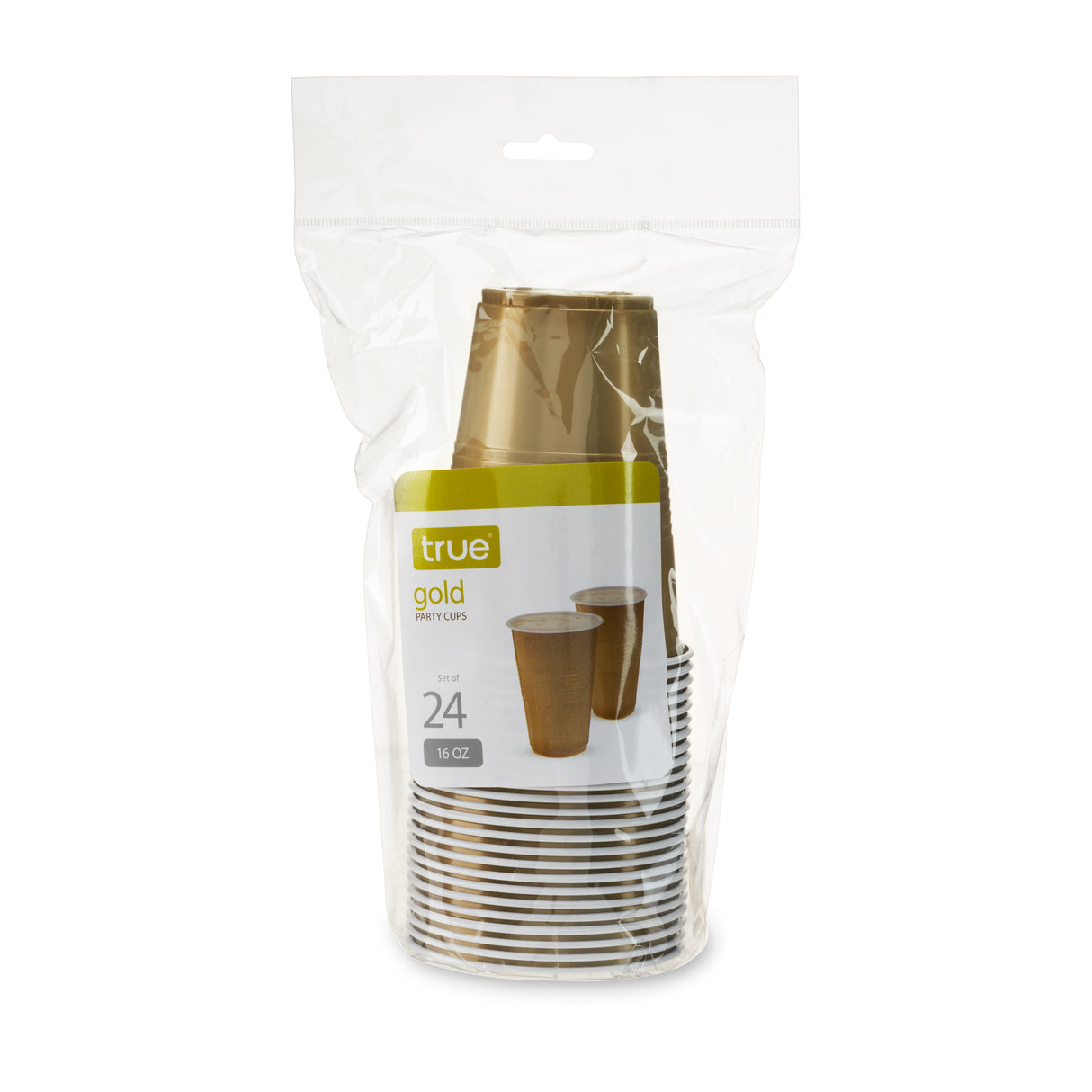 Party 16 oz Plastic Cups in Gold, Set of 24