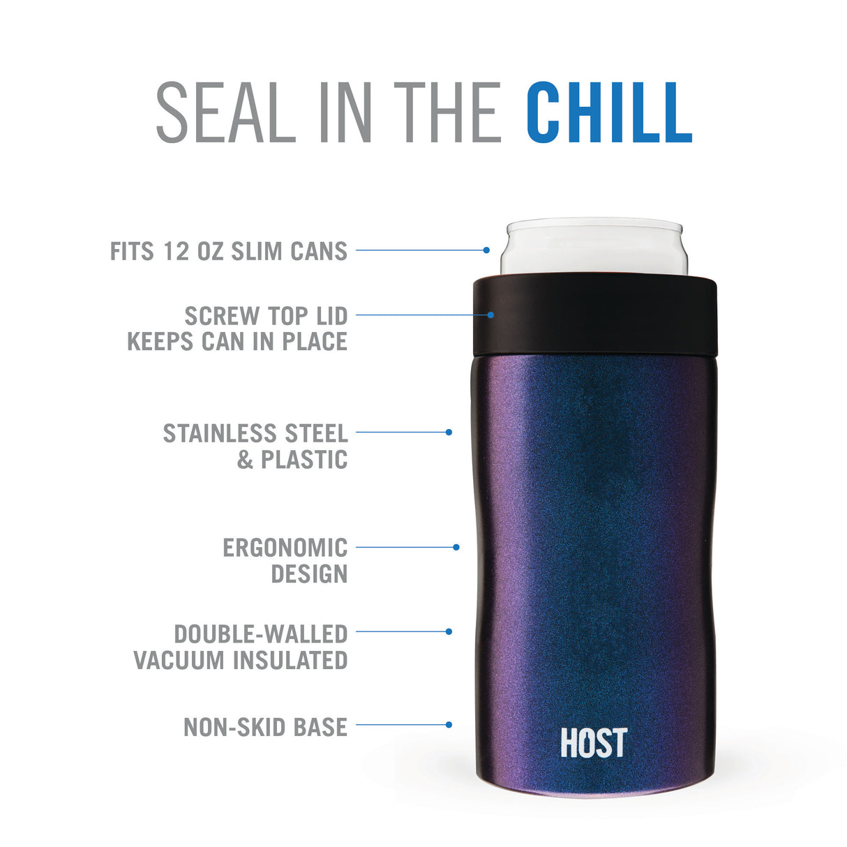 Stay-Chill Slim Can Cooler in Galaxy Black