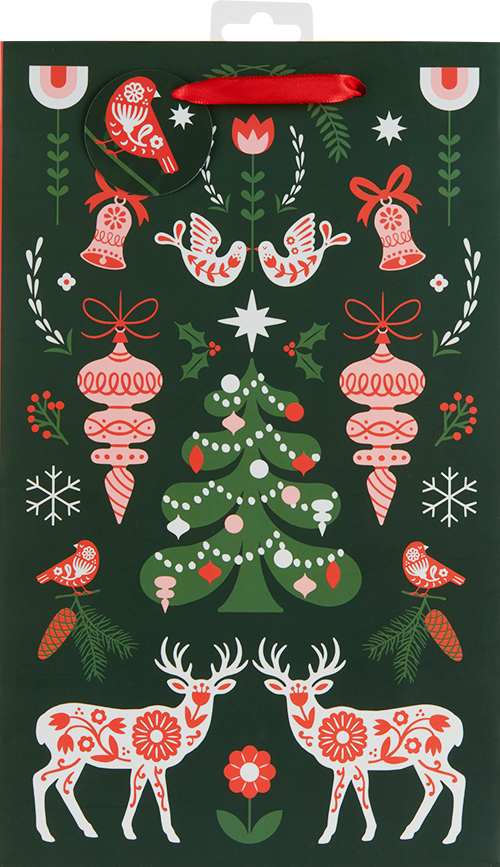 Scandinavian Holiday Two Bottle Wine Bag