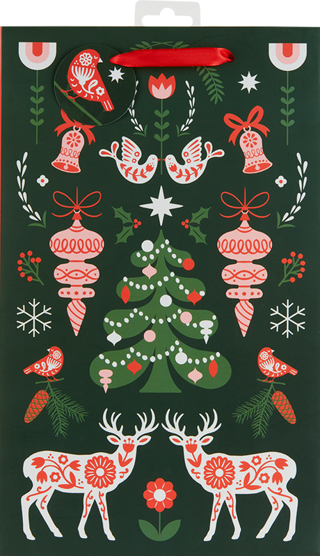 Scandinavian Holiday Two Bottle Wine Bag