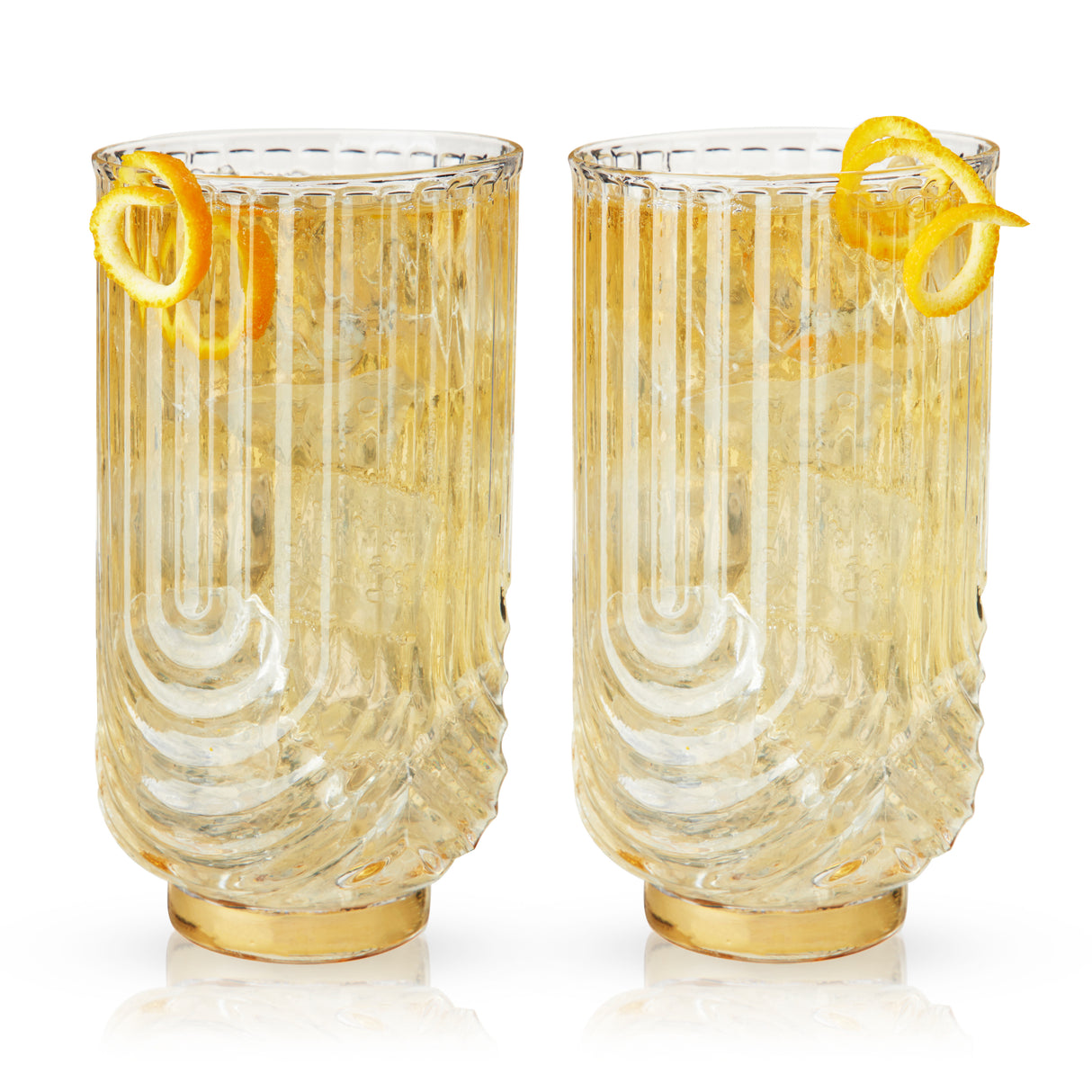 Deco Gatsby Highball Glasses, Set of 2