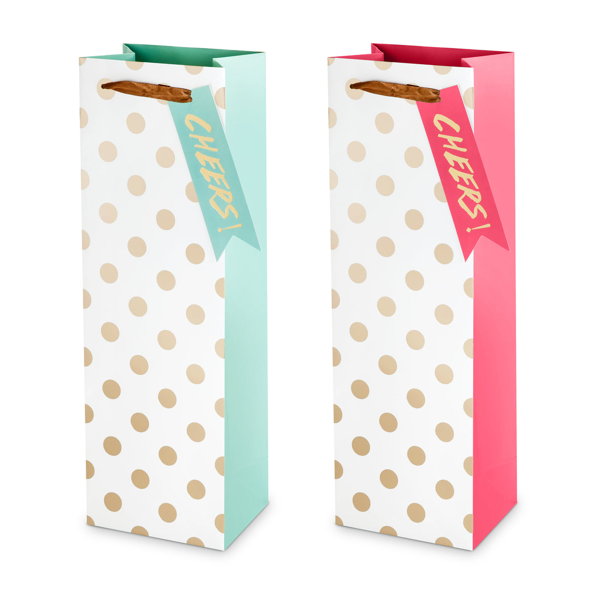 Gold Polka Dot Single Bottle Wine Bag in Assorted Colors