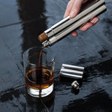 Cigar Holder and Flask in Stainless Steel