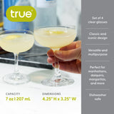 Coupe 7 oz Cocktail Glasses, Set of 4