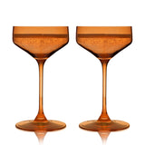 Reserve Nouveau Crystal Coupes in Amber, Set of 2