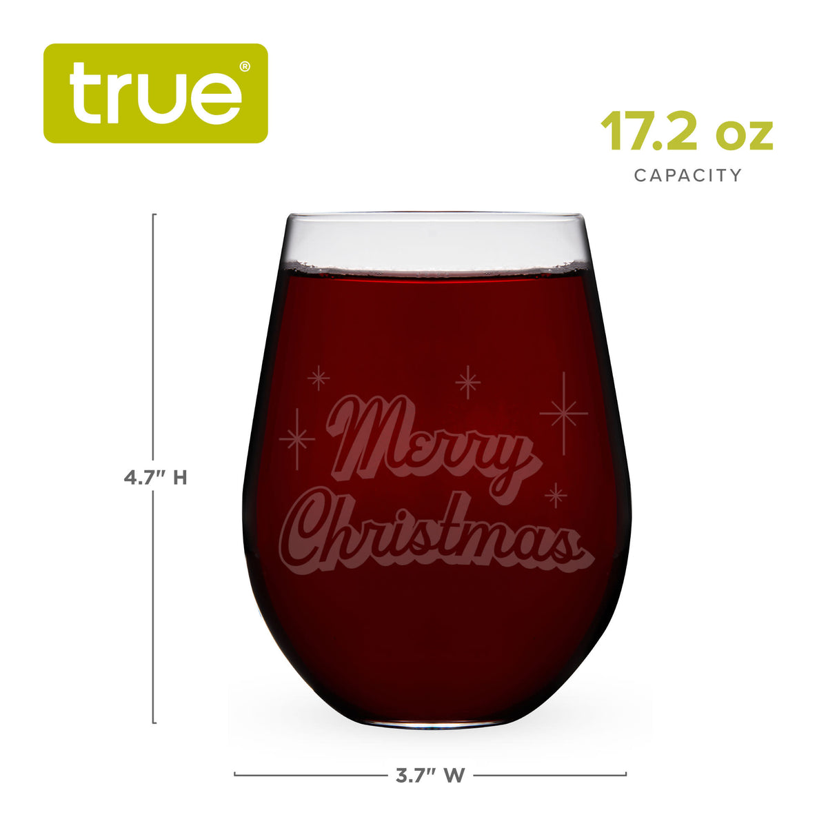 Stemless Wine Glass, Merry Christmas