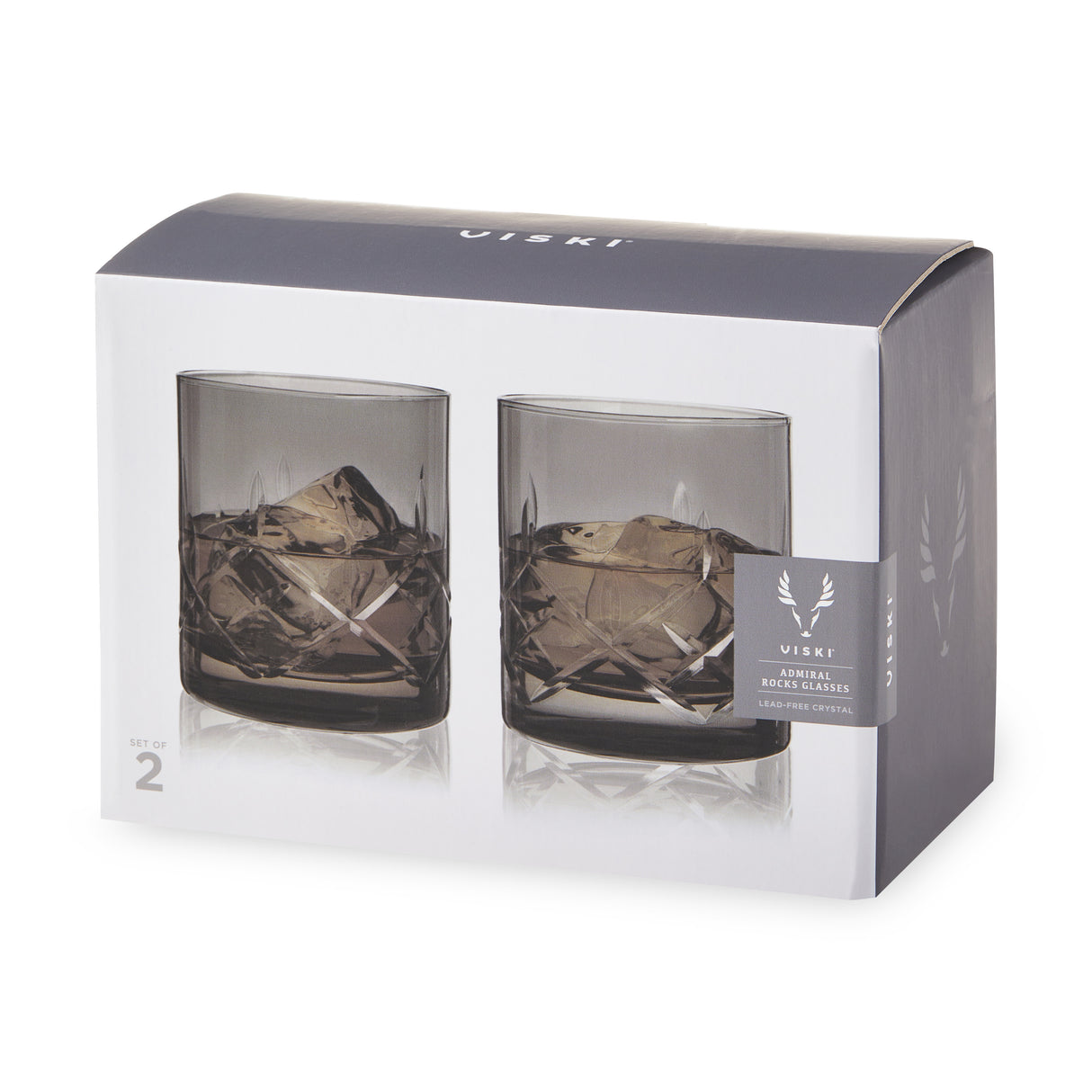 Admiral Crystal Rocks Glasses in Smoke, Set of 2