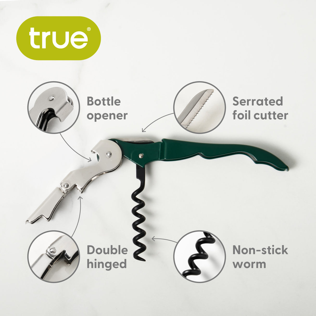 Truetap Waiter's Corkscrew in Green, Bulk