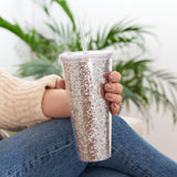 Glam Double Walled Tumbler in Silver Glitter