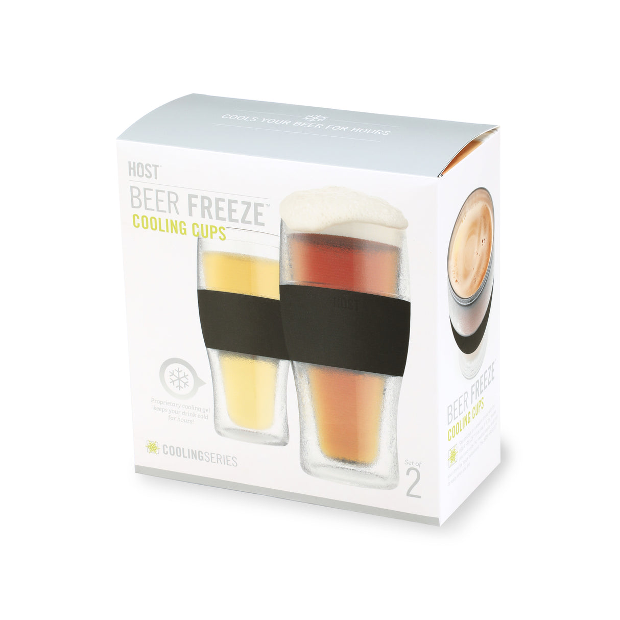 Beer FREEZE Cooling Cup in Black, Set of 2