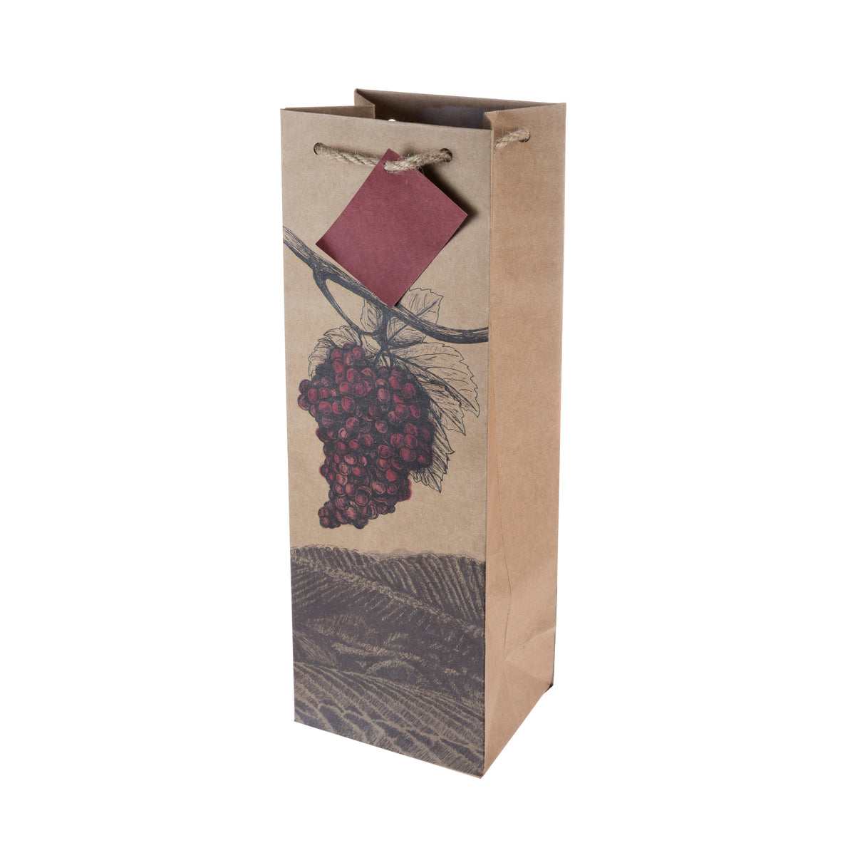 Illustrated Grapes Single Bottle Wine Bag