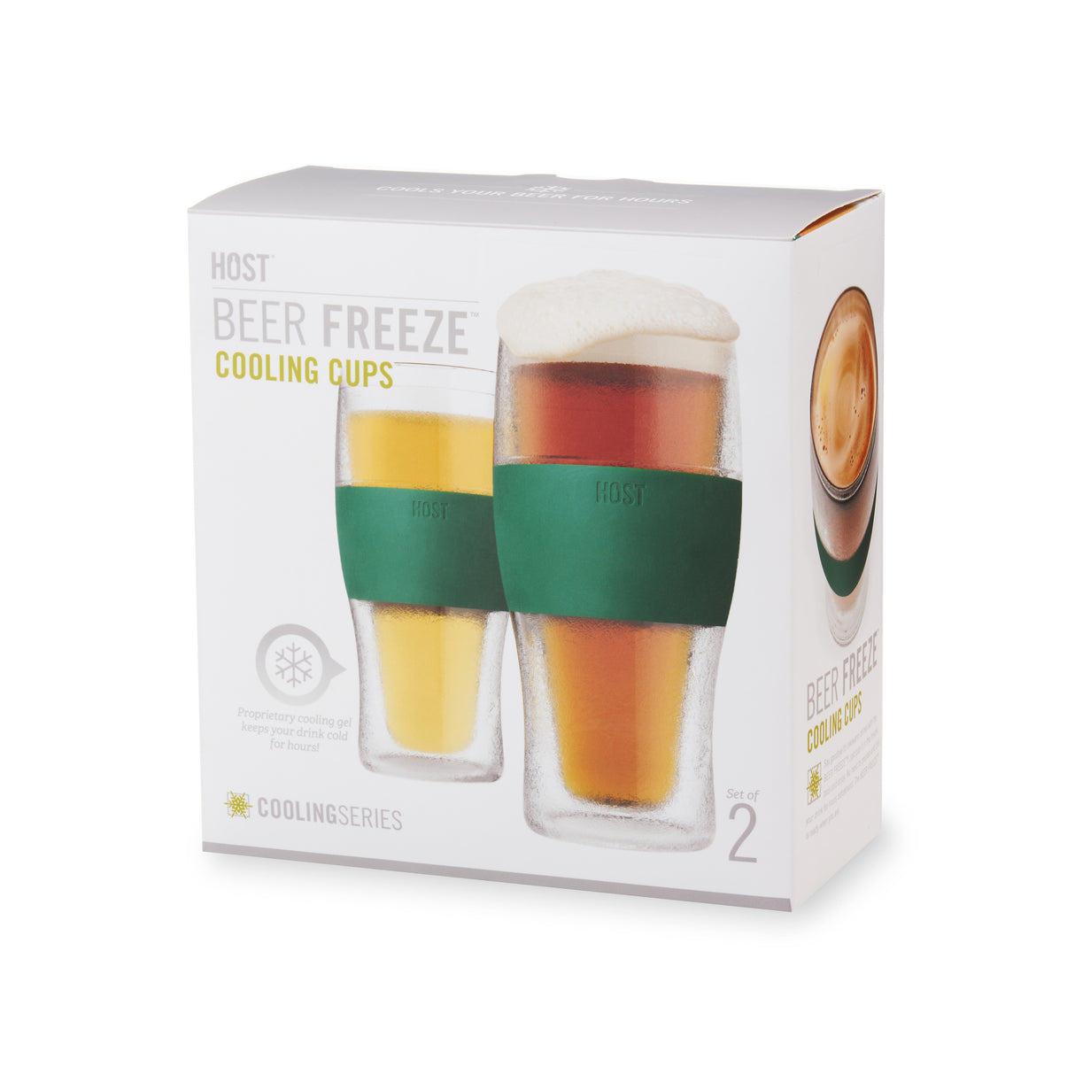 Beer FREEZE Cooling Cup in Green, Set of 2