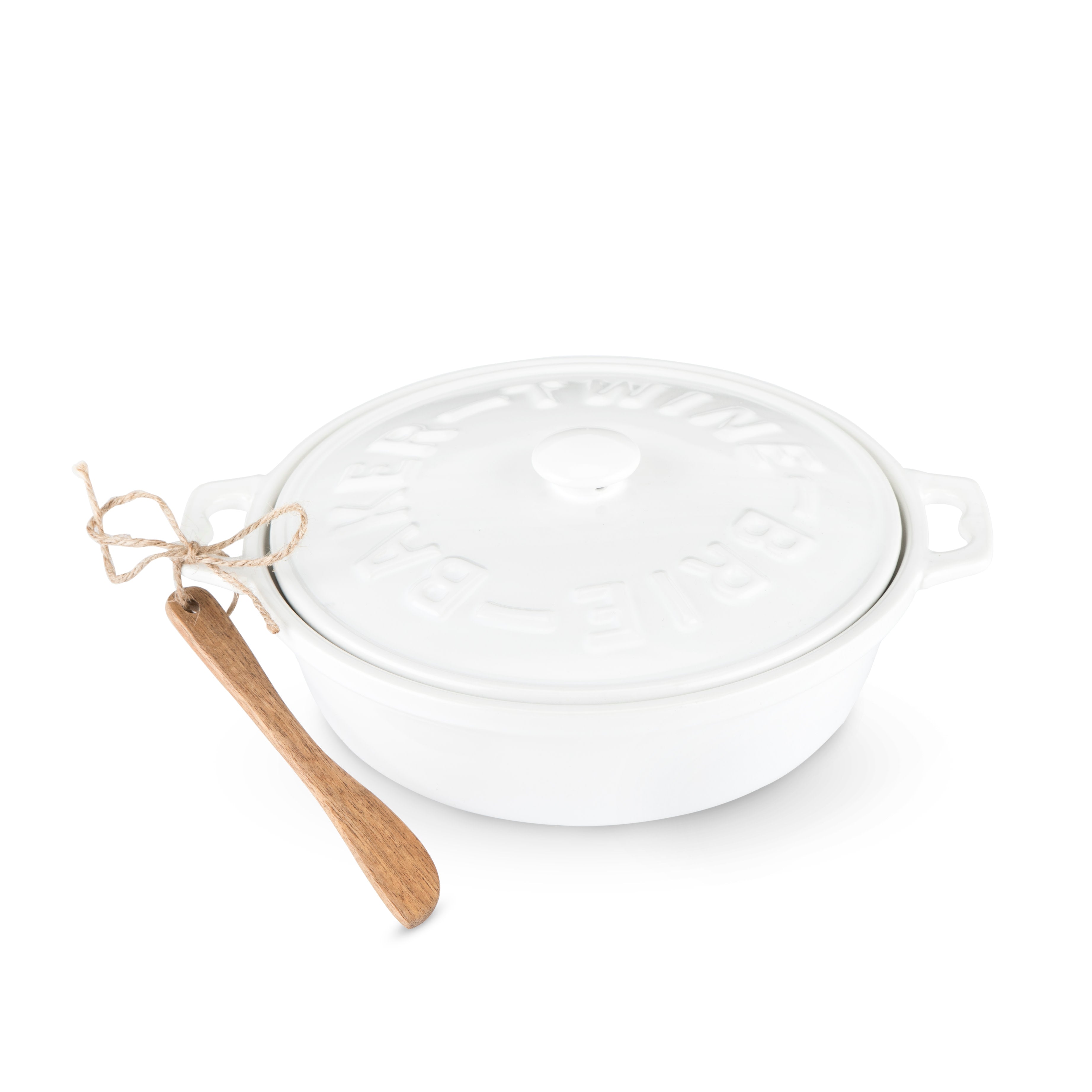 Ceramic Brie Baker & Wood Spreader Set