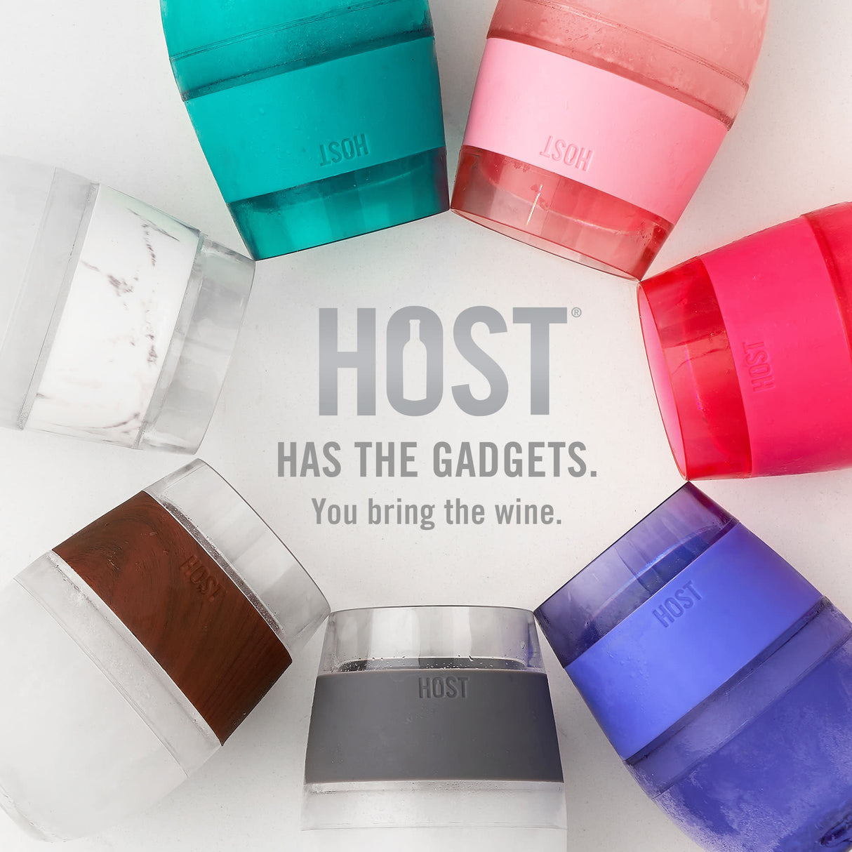 Wine FREEZE Cooling Cups in Assorted Colors, CDU 12ct