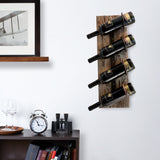 Wall Mounted Metal & Wood 4-Bottle Wine Rack