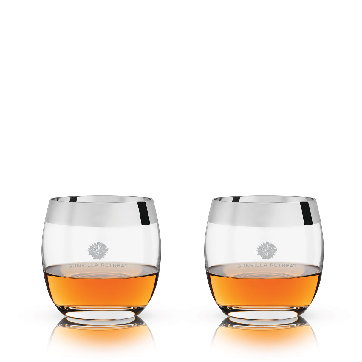 Irving Crystal Tumblers with Chrome Rim, Set of 2