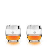 Irving Crystal Tumblers with Chrome Rim, Set of 2