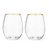 Gilded Stemless Wine Glasses, Set of 2