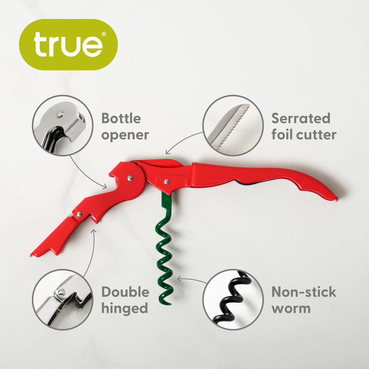 Truetap Waiter's Corkscrew in Holiday Red & Green