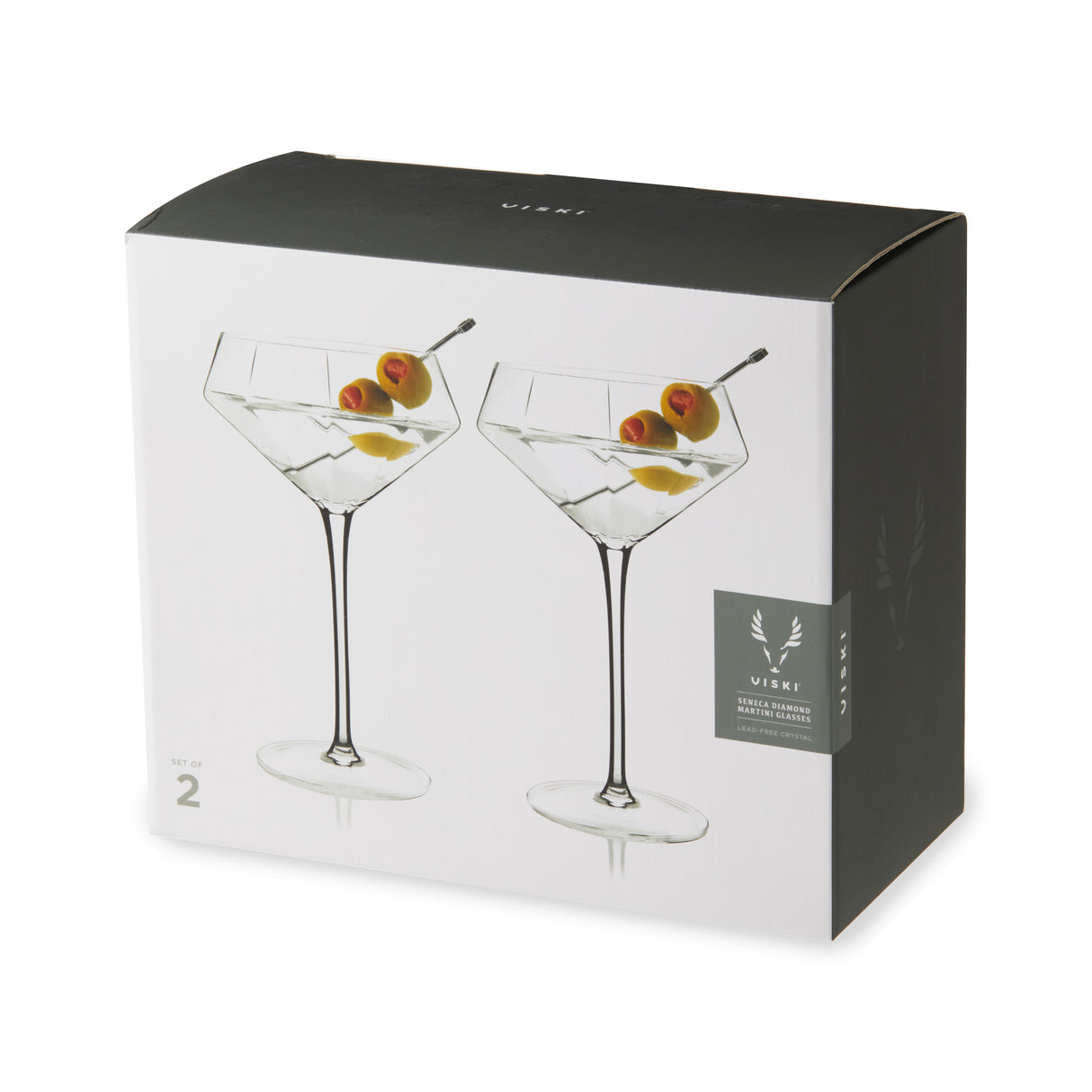 Seneca Crystal Diamond Martini Glasses, Set of 2