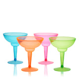 Party 12 oz Plastic Stemmed Margarita Cups in Assorted Neon, Set of 12