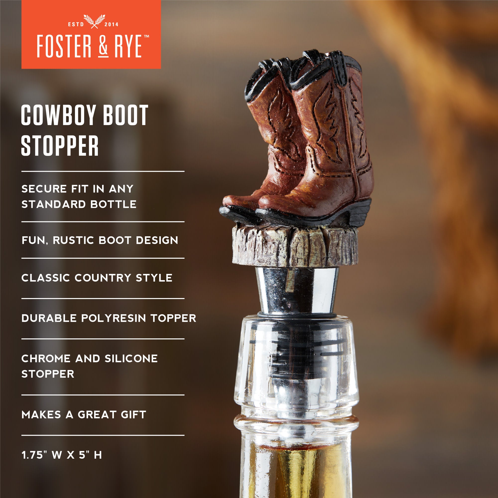Foster & Rye Cowboy Boot Bottle Stopper - Thumbnail 4