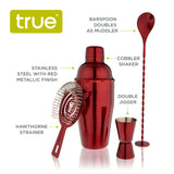 4-Piece Mixologist Barware Set in Red