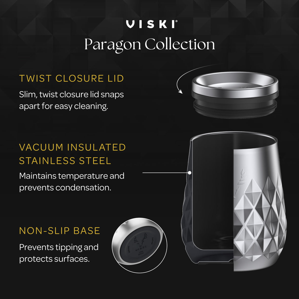 Paragon Stainless Steel Wine Tumbler in Gold