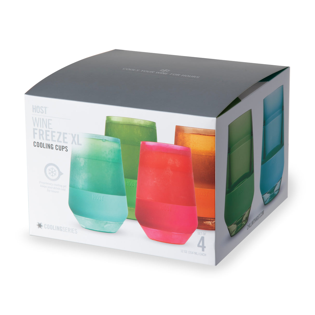 Wine FREEZE XL Cooling Cup in Assorted Vivid Colors, Set of 4