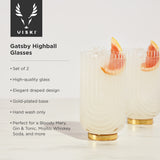 Deco Gatsby Highball Glasses, Set of 2