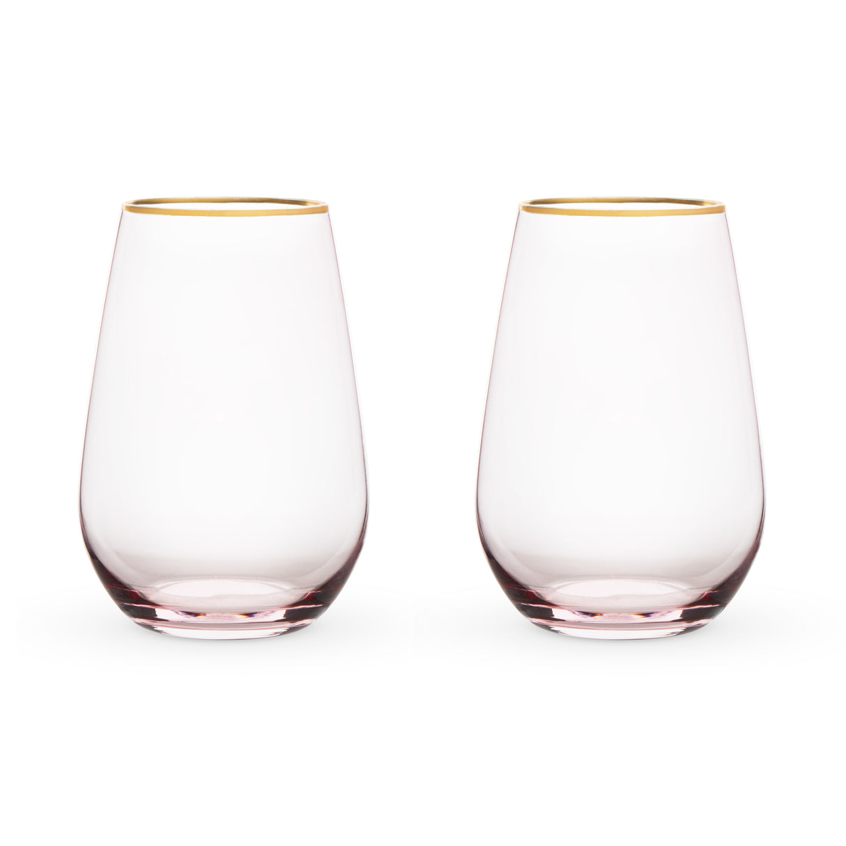 Rose Crystal Stemless Wine Glasses, Set of 2