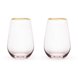 Rose Crystal Stemless Wine Glasses, Set of 2