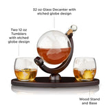 Globe Decanter & Whiskey Tumblers, Set of 3