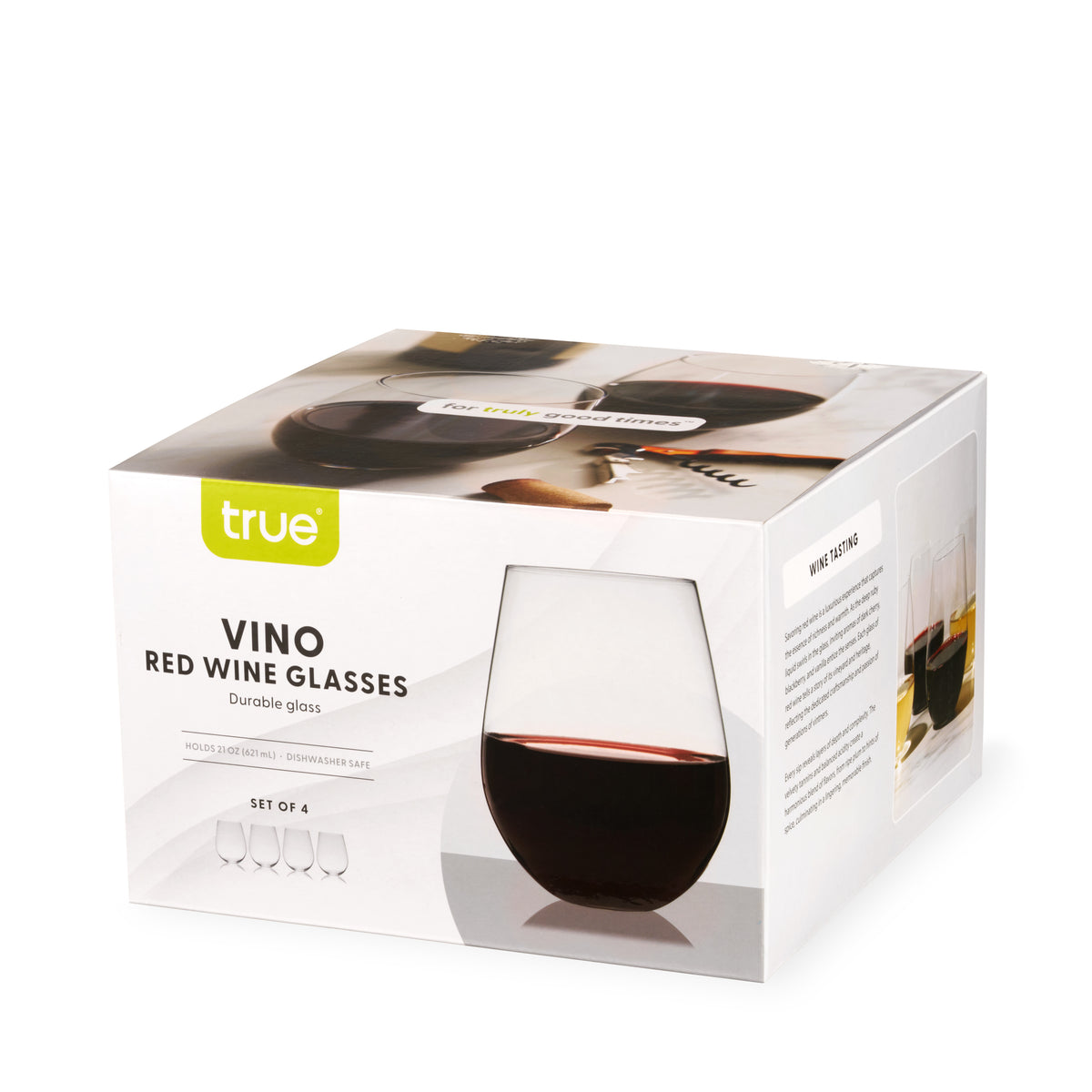 Vino 21 oz Stemless Wine Glasses, Set of 4