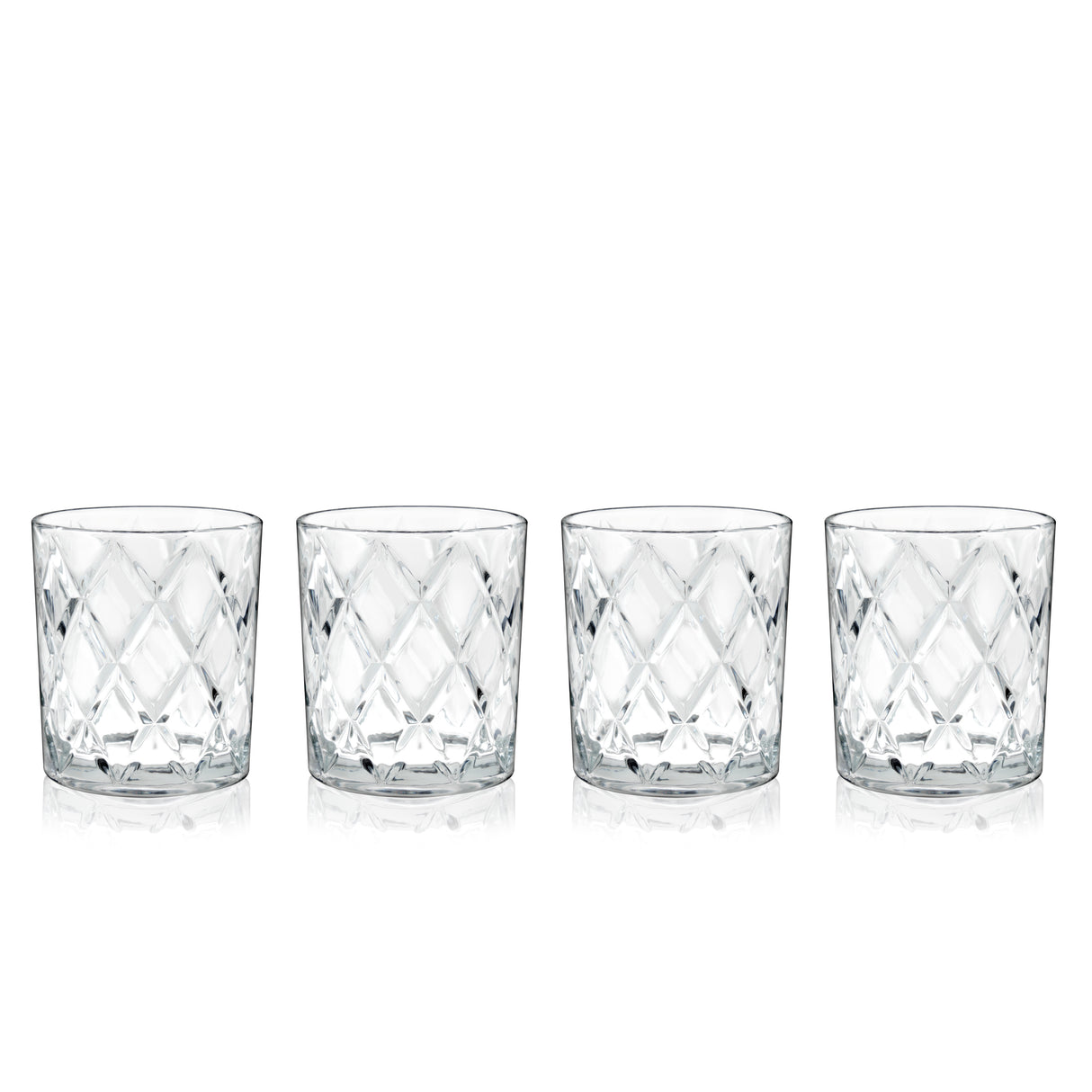 Scotch 11 oz  Diamond Cut Tumbler Glasses, Set of 4