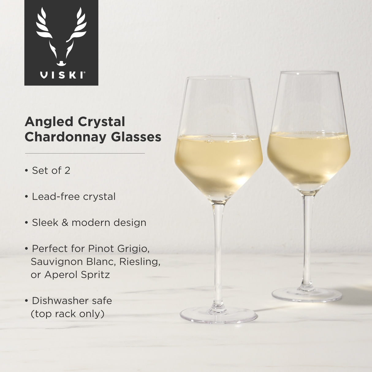 Raye Crystal Angled Chardonnay Glasses, Set of 2