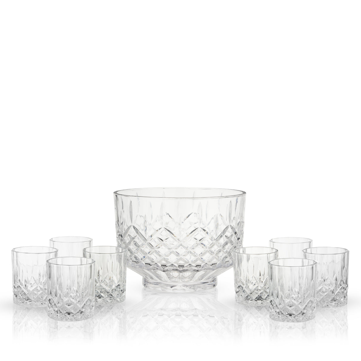 Admiral Crystal 9-Piece Punch Bowl & Tumbler Set