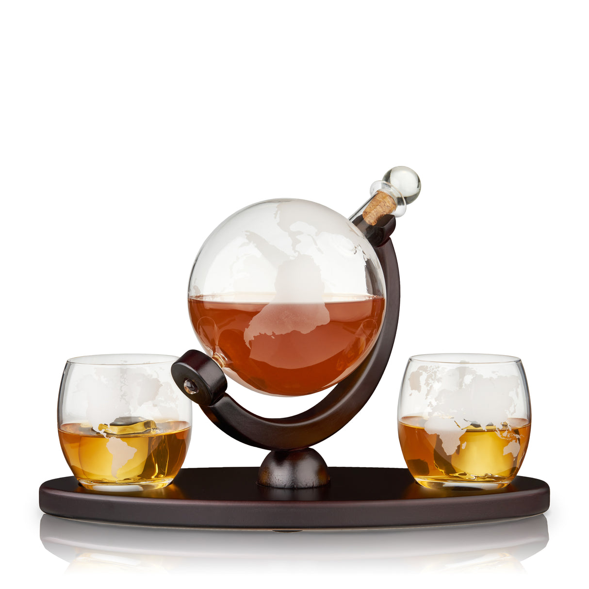 Globe Decanter & Whiskey Tumblers, Set of 3