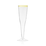 Party Plastic Gold-Rimmed Champagne Flutes, Set of 12