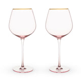 Rose Crystal Red Wine Glasses, Set of 2