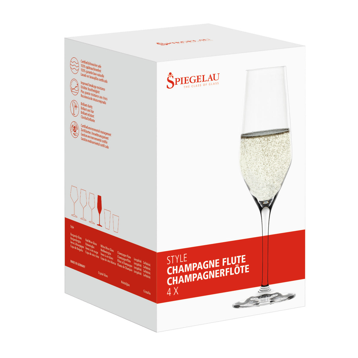 Style Champagne Flute Glass, Set of 4