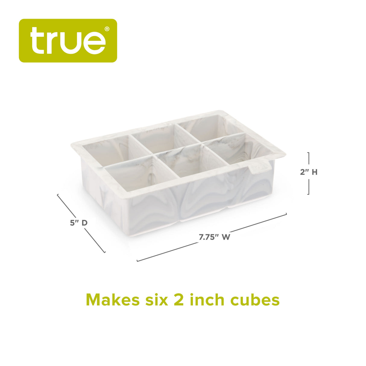 Marbled 2" Silicone Ice Cube Tray in Marble