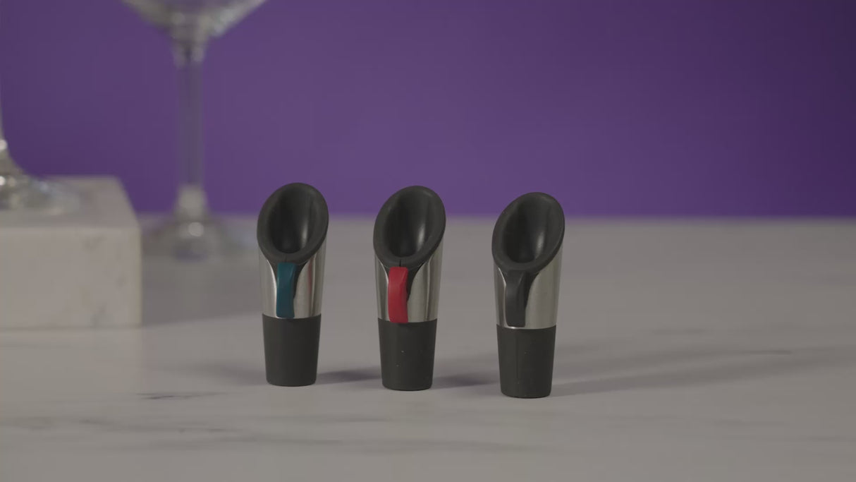 Wine Pourer and Stopper in Raspberry